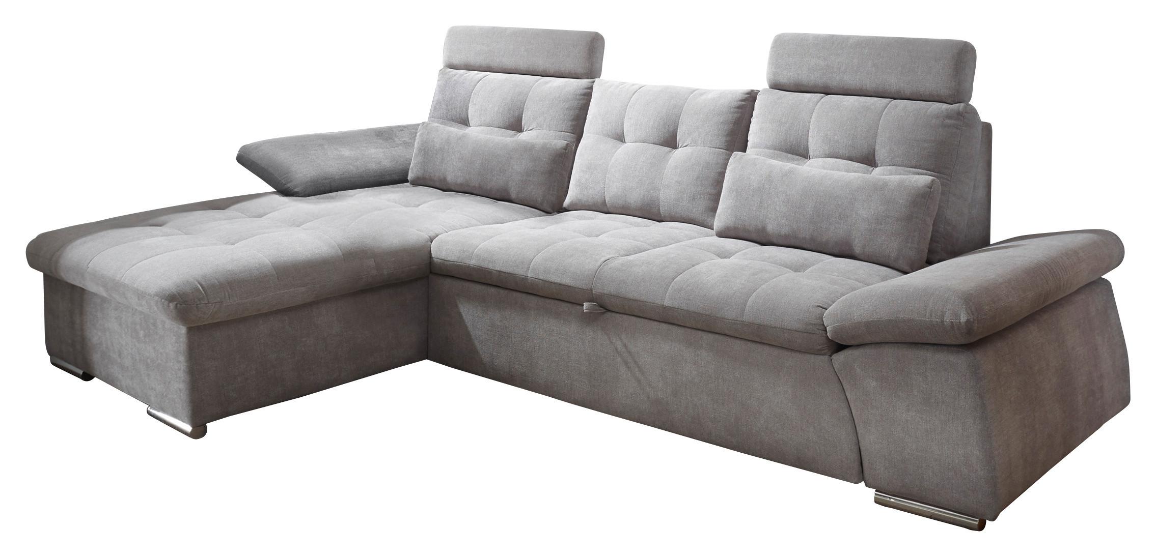 Ecksofa mit Schlaffunktion Nalo Longchair, Webstoff - Schlammfarben/Silberfarben, KONVENTIONELL, Holzwerkstoff/Textil (170/268cm) - MID.YOU