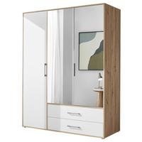 Kleiderschrank M. Spiegel 3trg Lembo Artisan Eiche/weiß 155cm - Weiß/Eiche Artisan, Basics, Glas/Holzwerkstoff (155/195/60cm)