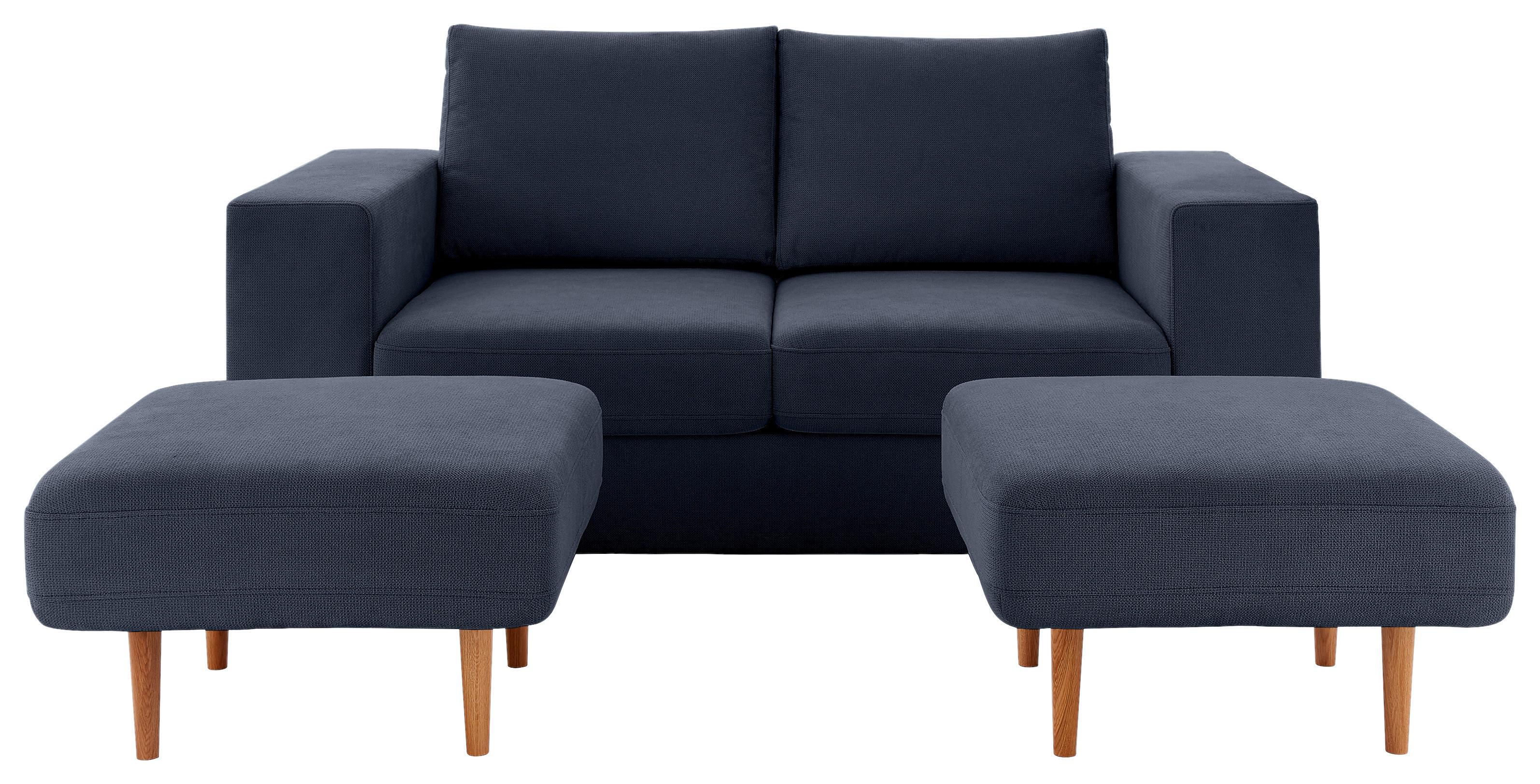 VIERSITZER-SOFA LOOKS V-1 - Eichefarben/Dunkelblau, Design, Textil (252/96/107cm) - LOOKS by W.Joop