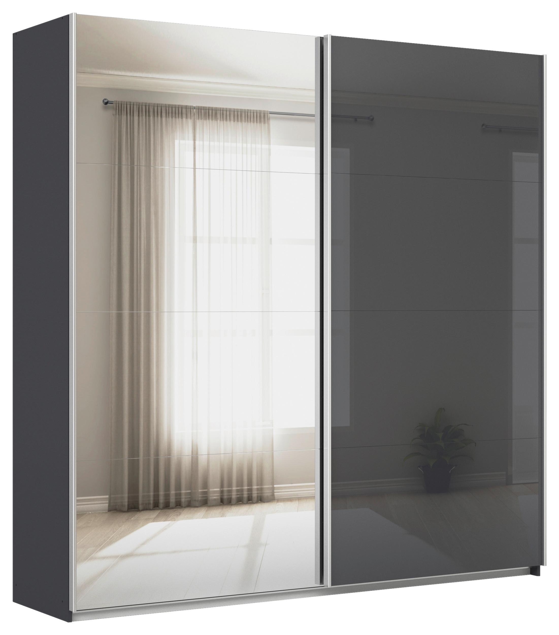 Schwebetürenschrank Mit Spiegel B: 225cm Feldkirch - Anthrazit/Silberfarben, MODERN, Glas/Holzwerkstoff (225/229/62cm)