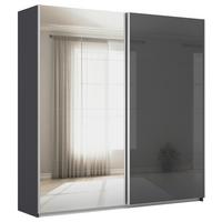 Tolóajtós Szekrény Feldkirch 225/229 Cm - magasfényű antracit/ezüstszínű, Modern, faalapú anyag/Üveg (225/229/62cm)