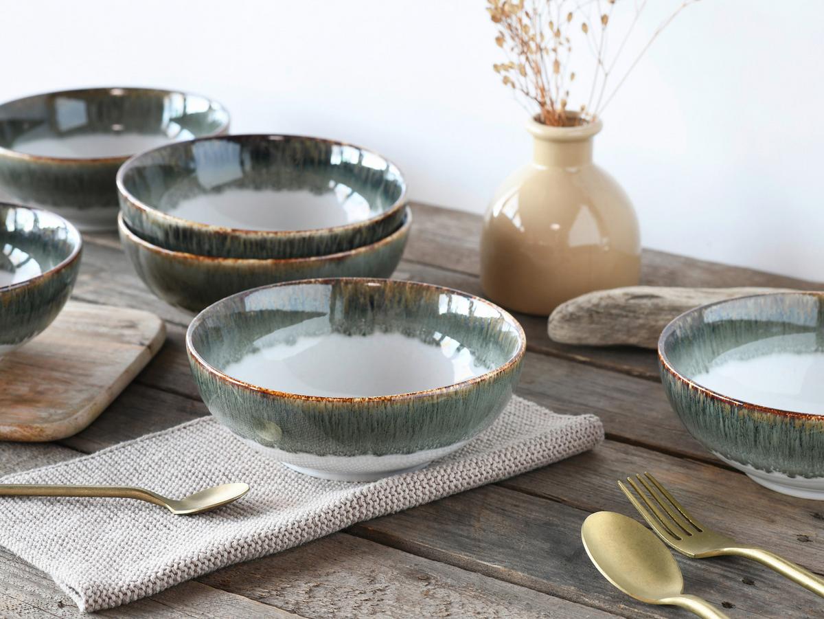 Schüsselset 6 -Teilig. Cascade Steinzeug, Weiß/Grau - Weiß/Grau, Design, Keramik - Creatable
