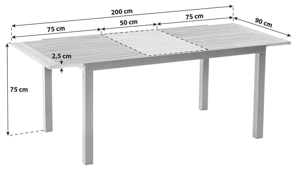 Gartengarnitur 9-Tlg. Tilos Aus Echtholz - Schwarz/Grau, KONVENTIONELL, Holz/Textil - Gardenson