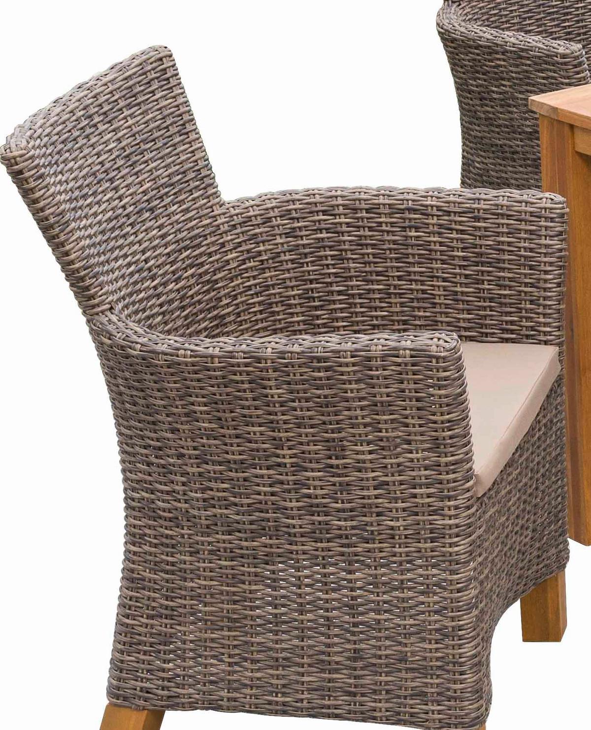 Gartengarnitur 7-Tlg. Toskana Akazie/Aluminium - Naturfarben/Braun, ROMANTIK / LANDHAUS, Holz/Kunststoff - Ambia Garden