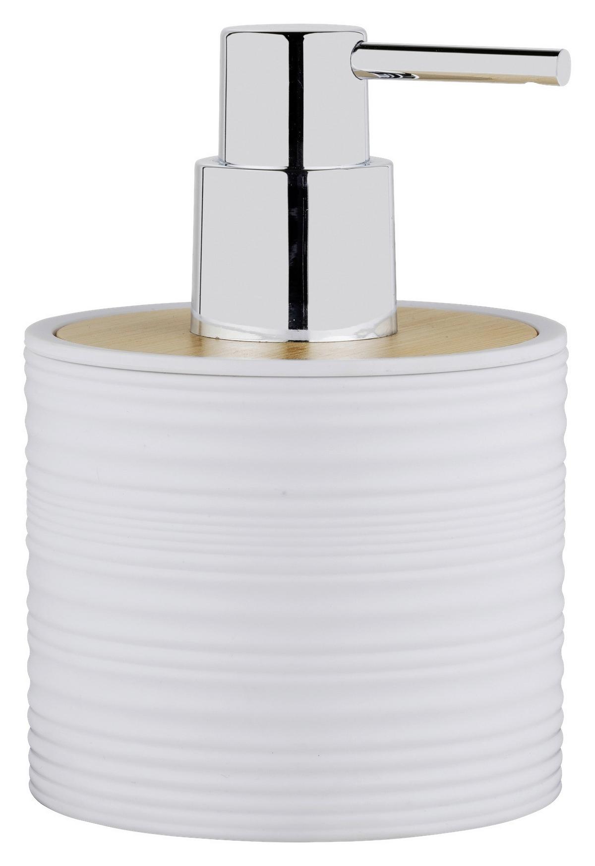 Seifenspender Lyon Weiß B: 8,7 cm - Weiß, Trend, Naturmaterialien/Kunststoff (8,7/12,5/8,7cm)