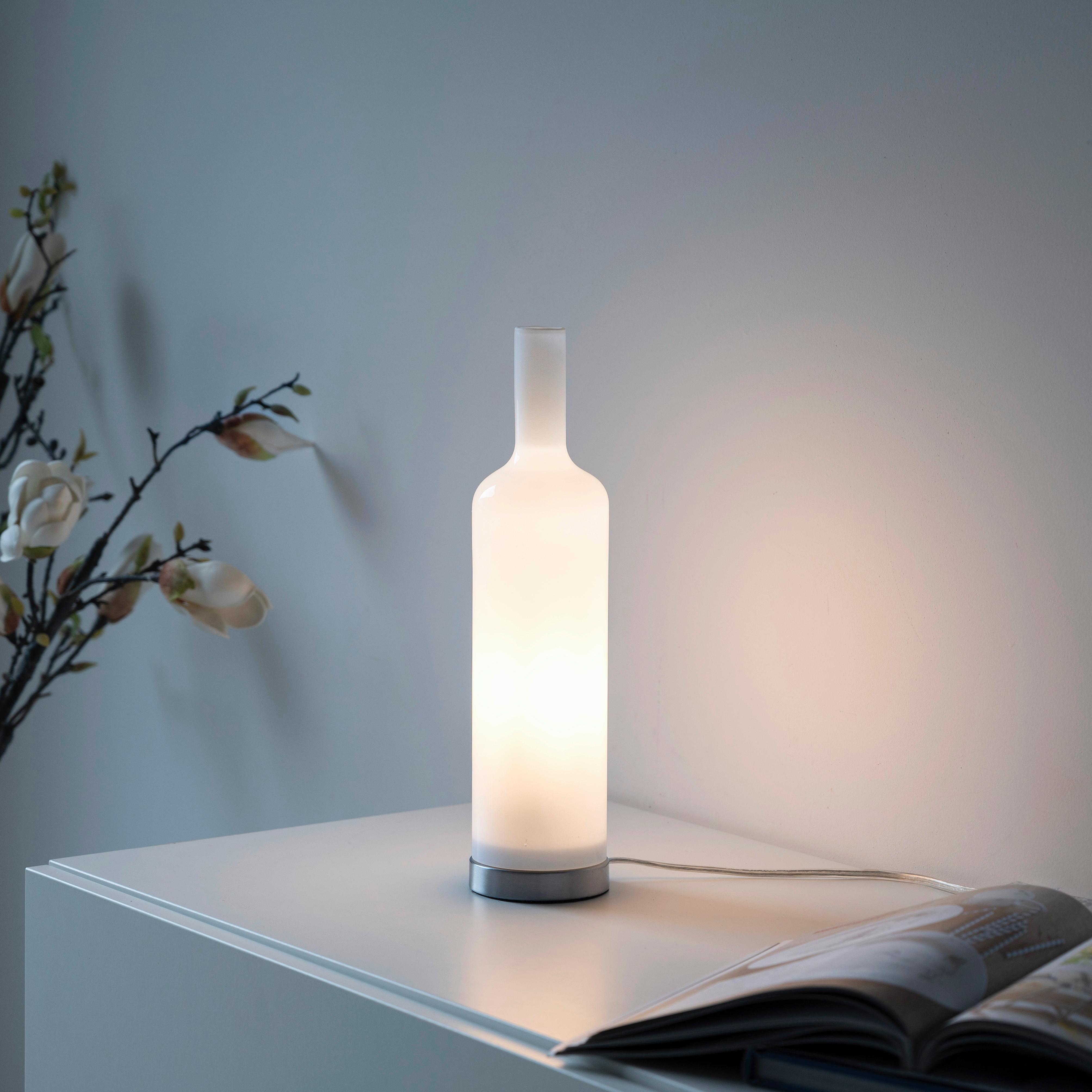 Tischleuchte, E14 14006-27 - Weiß, Basics, Glas/Kunststoff (8,5/8,5/34cm)