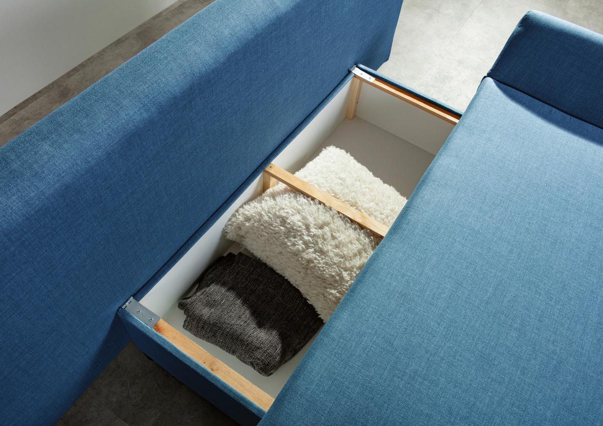 Schlafsofa Sorini, Blau B: 194 Cm - Chromfarben/Blau, Design, Textil (194/73/91cm) - MID.YOU