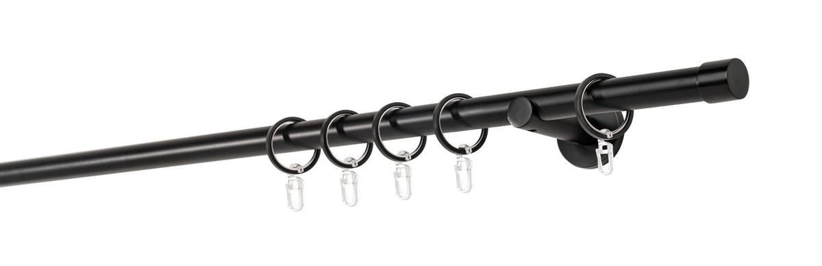Rundstangengarnitur Schwarz L: 330 cm - Schwarz, Basics, Metall (330cm)