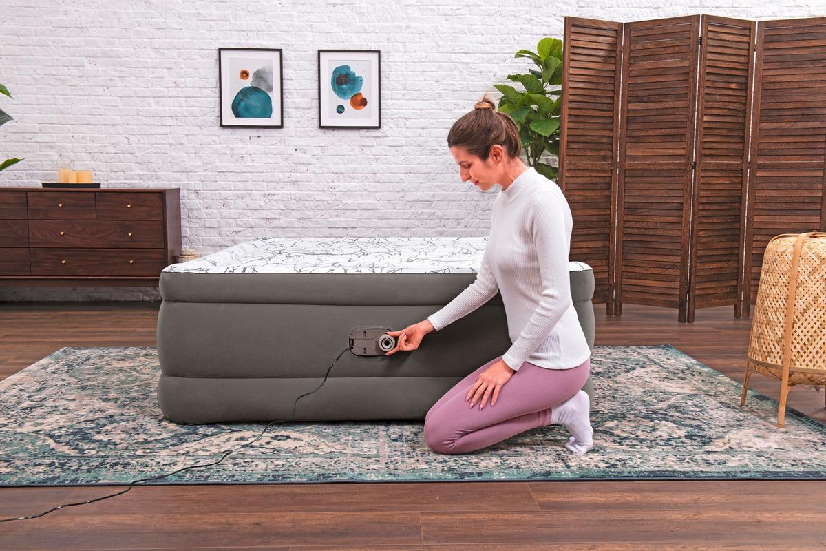 Luftbett Daniel 203x152x56 Cm Bis 300kg, Inkl. Pumpe - Braun/Grau, KONVENTIONELL, Kunststoff/Metall (203/152/56cm) - Bestway