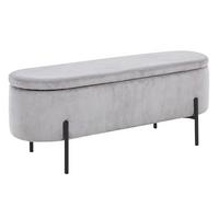 Hockerbank Hellgrau B: 110 Cm - Hellgrau/Schwarz, MODERN, Textil (110/44/40cm) - Livetastic