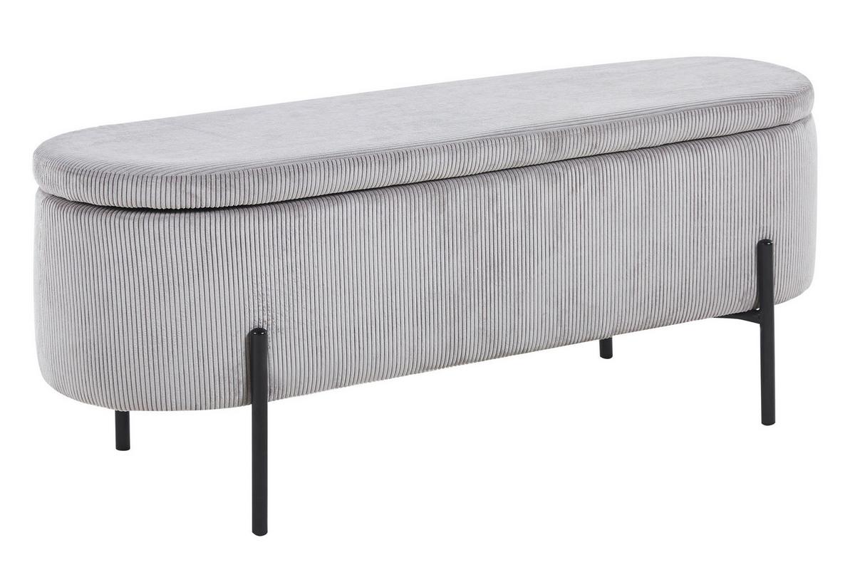 Hockerbank Hellgrau B: 110 Cm - Hellgrau/Schwarz, MODERN, Textil (110/44/40cm) - Livetastic