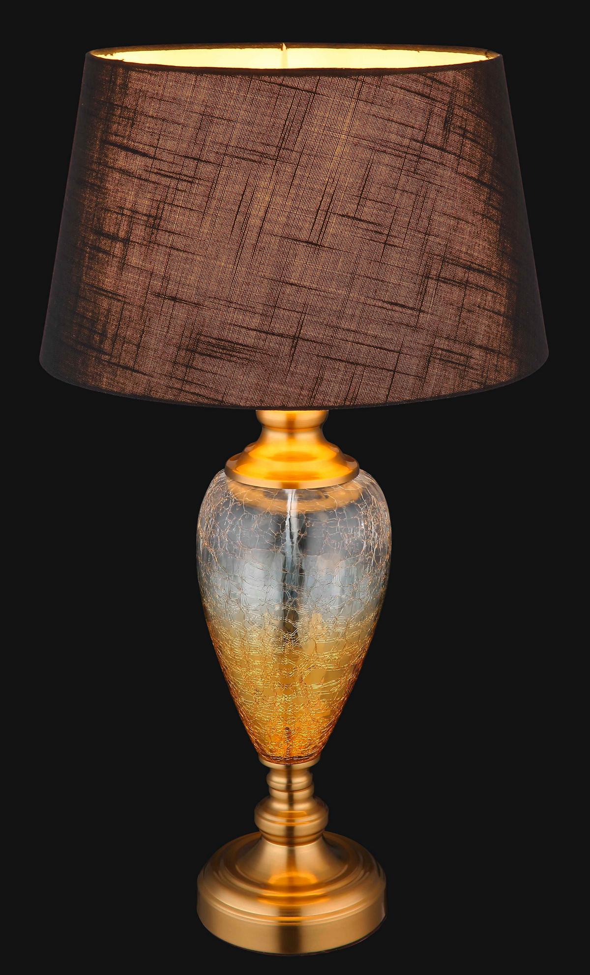 Tischleuchte 24143s Leila - Klar/Messingfarben, KONVENTIONELL, Glas/Textil (38/66cm) - Globo