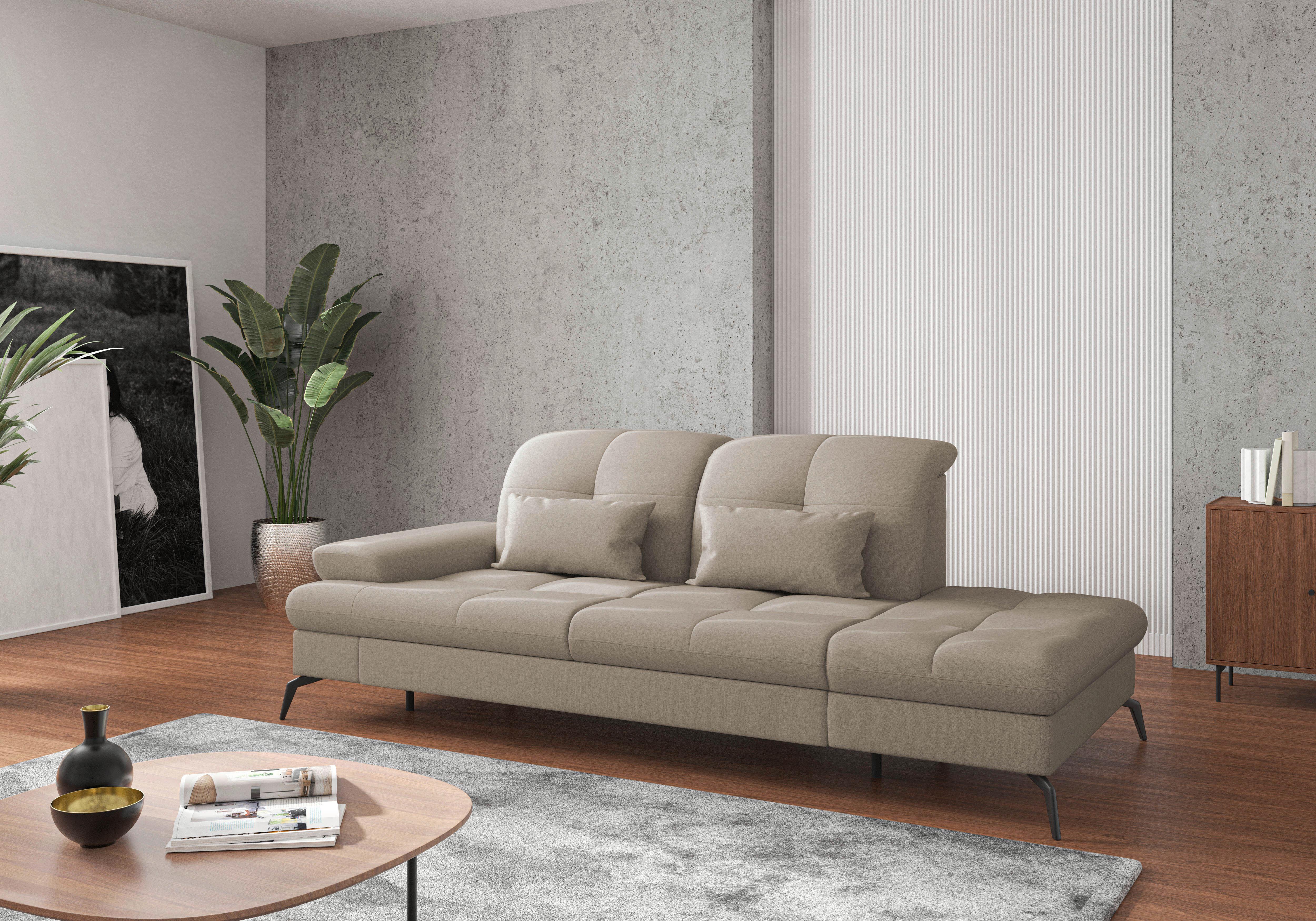 RÉCAMIERE Amica E, Taupe B: 231 cm - Taupe/Schwarz, KONVENTIONELL, Textil (231/90/122cm) - Sit & More