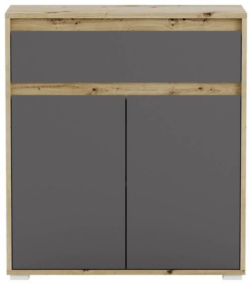 Kommode grifflos B: 76 cm Torino Eiche Dekor/Grau - Eichefarben/Silberfarben, MODERN (76/85/35cm)