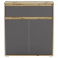 Kommode grifflos B: 76 cm Torino Eiche Dekor/Grau - Eichefarben/Silberfarben, MODERN (76/85/35cm)