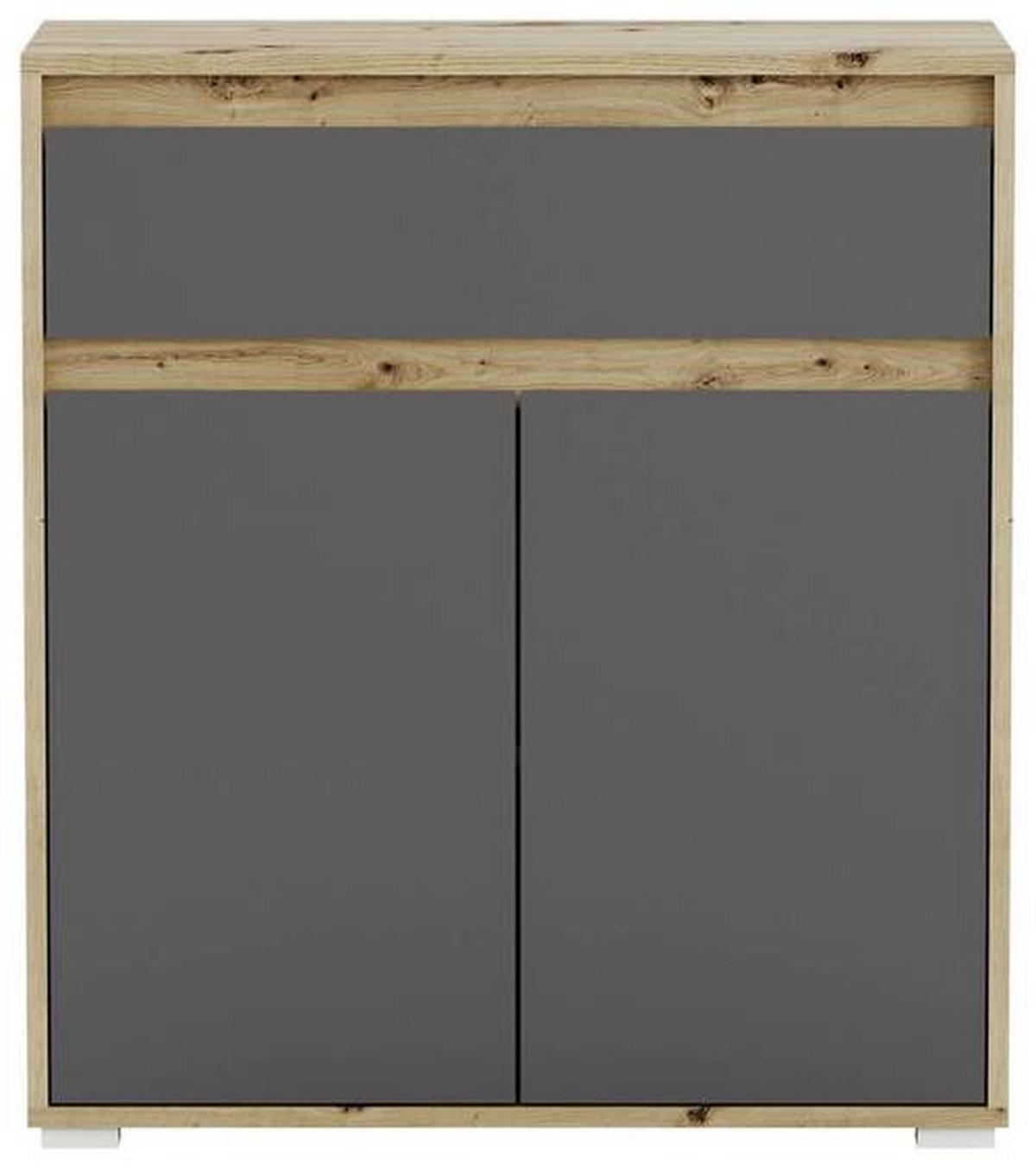 Kommode grifflos B: 76 cm Torino Eiche Dekor/Grau - Eichefarben/Silberfarben, MODERN (76/85/35cm)