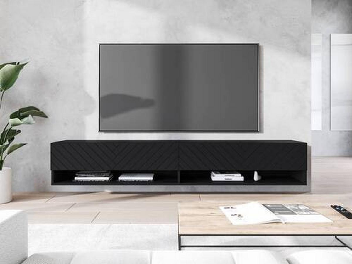 Nízká komoda s LED osvětlením - šedá/černá, Basics, kompozitní dřevo/plast (180/30/31cm) - P & B