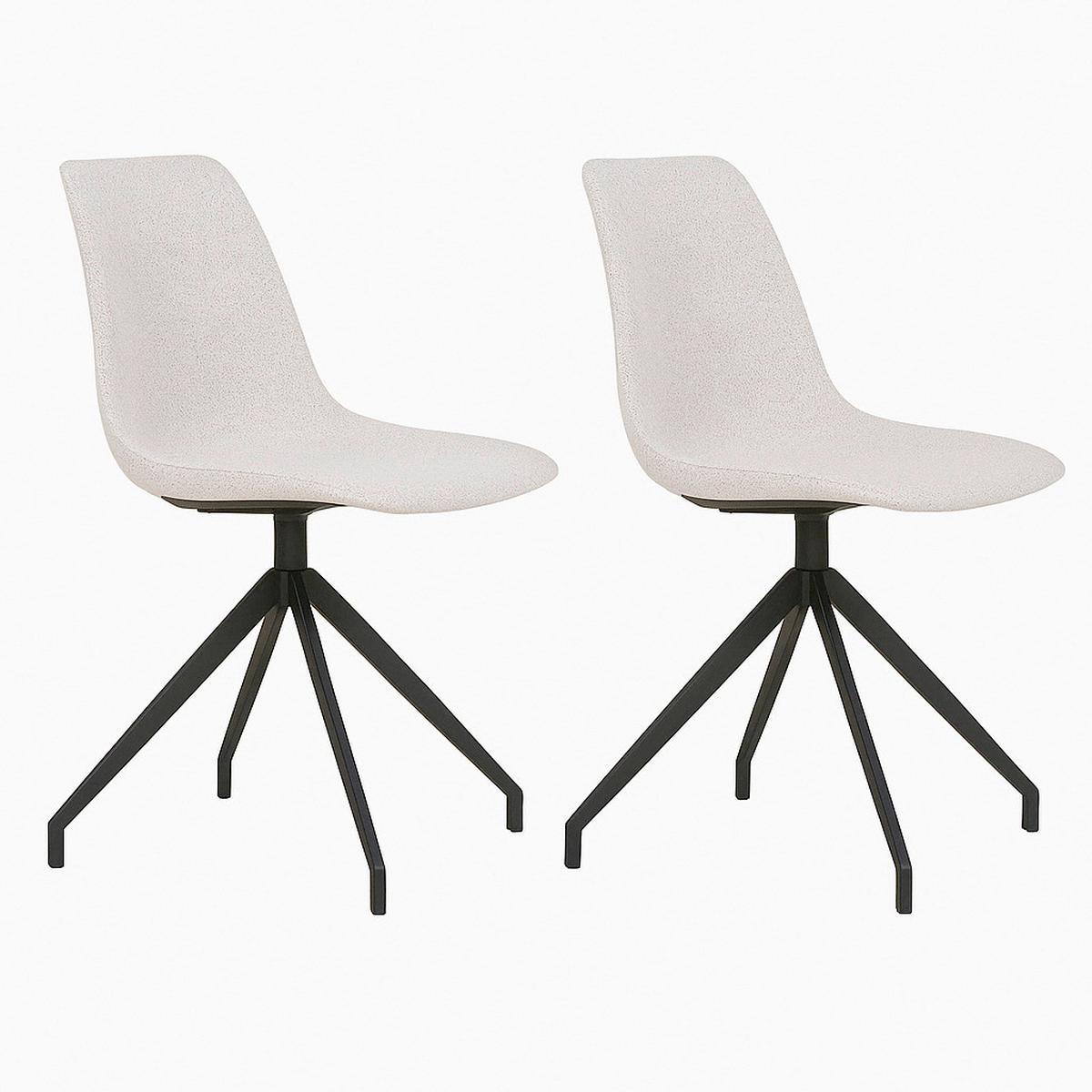 Stuhl-Set Monaco Sandfarben B: 48 cm - Sandfarben/Schwarz, MODERN, Textil/Metall (48/86/56cm) - MID.YOU
