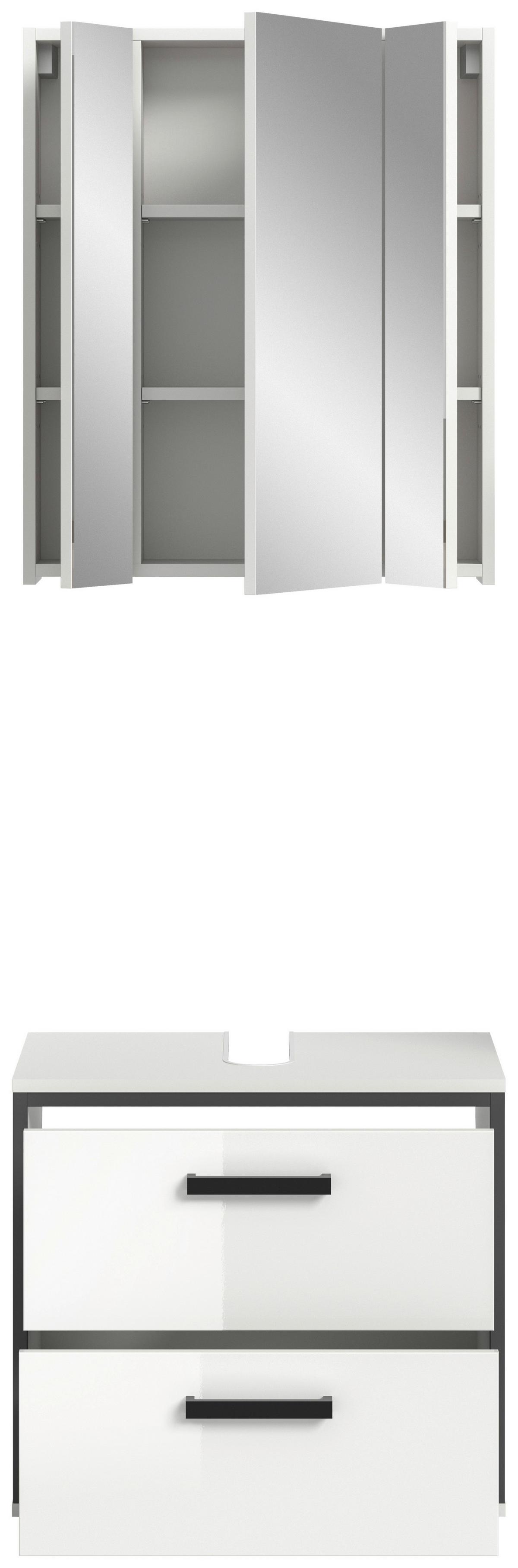 Badezimmer Kojak Schwarz/weiß K: 60 Cm - Weiß Hochglanz/Schwarz, MODERN, Holzwerkstoff (60cm) - MID.YOU