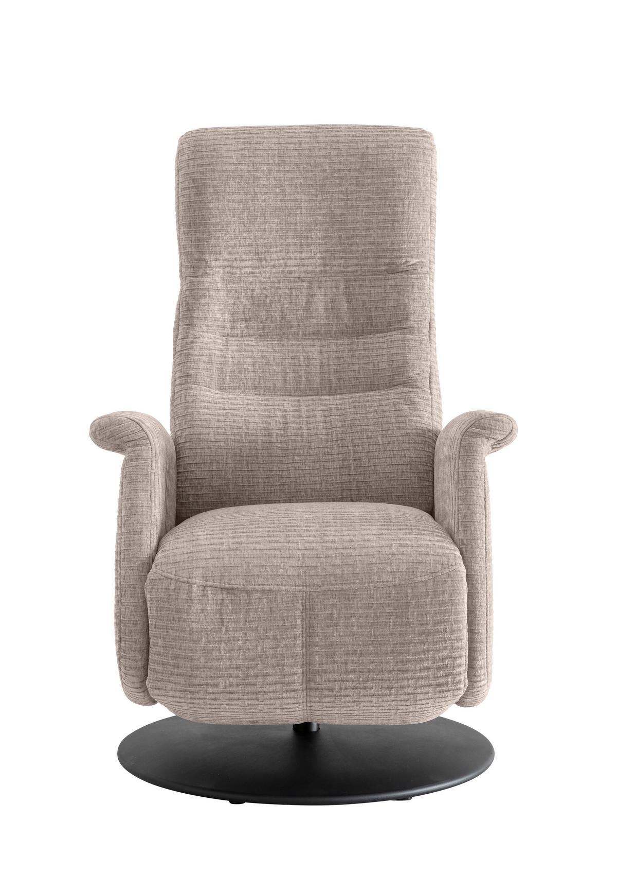 Relaxsessel Latina Beige 360 Grad Drehbar, B: 72 Cm - Beige/Schwarz, MODERN, Textil (72/118/85-165cm) - Livetastic