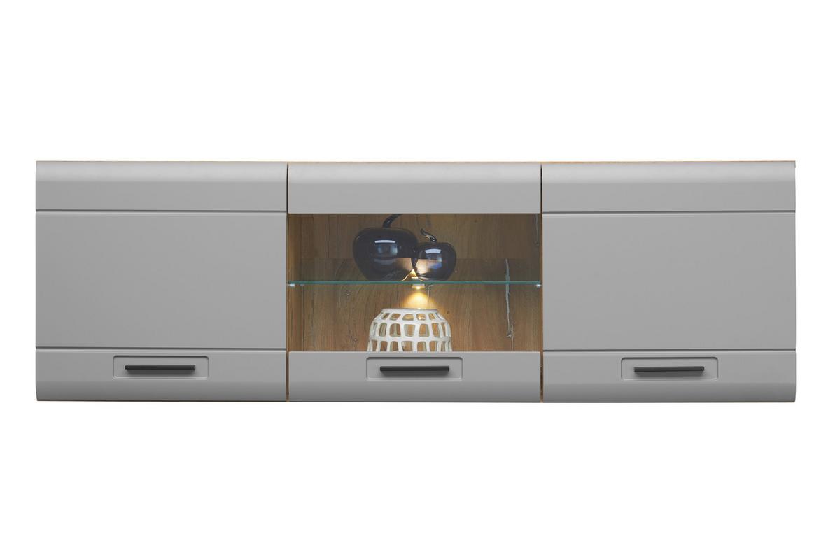 Hängevitrine Auris B: 164,3 Cm Eiche/basalt - Grau, MODERN, Glas/Holzwerkstoff (164,3/52/37,1cm) - Luca Bessoni