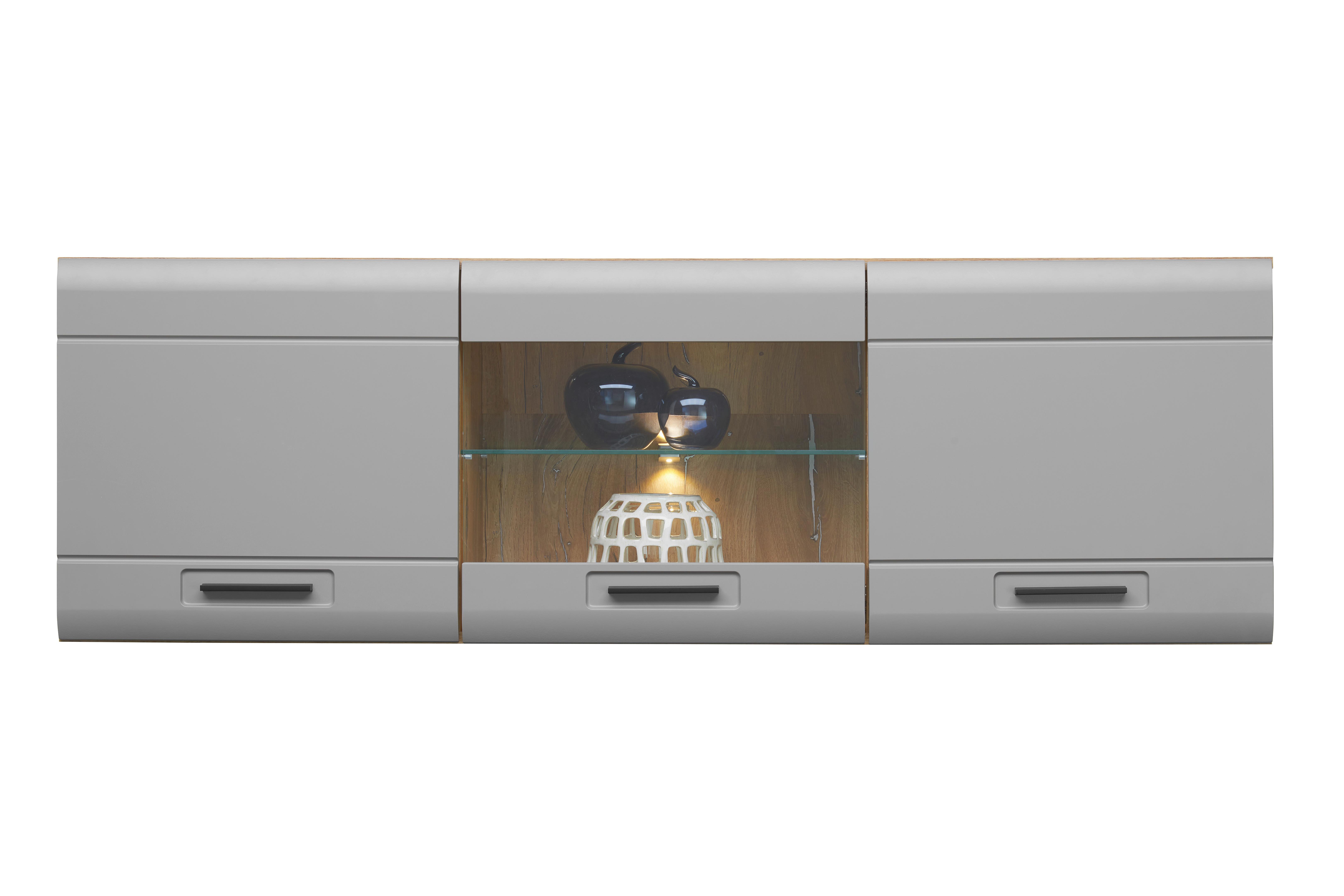 Hängevitrine Auris B: 164,3 cm Eiche/Basalt