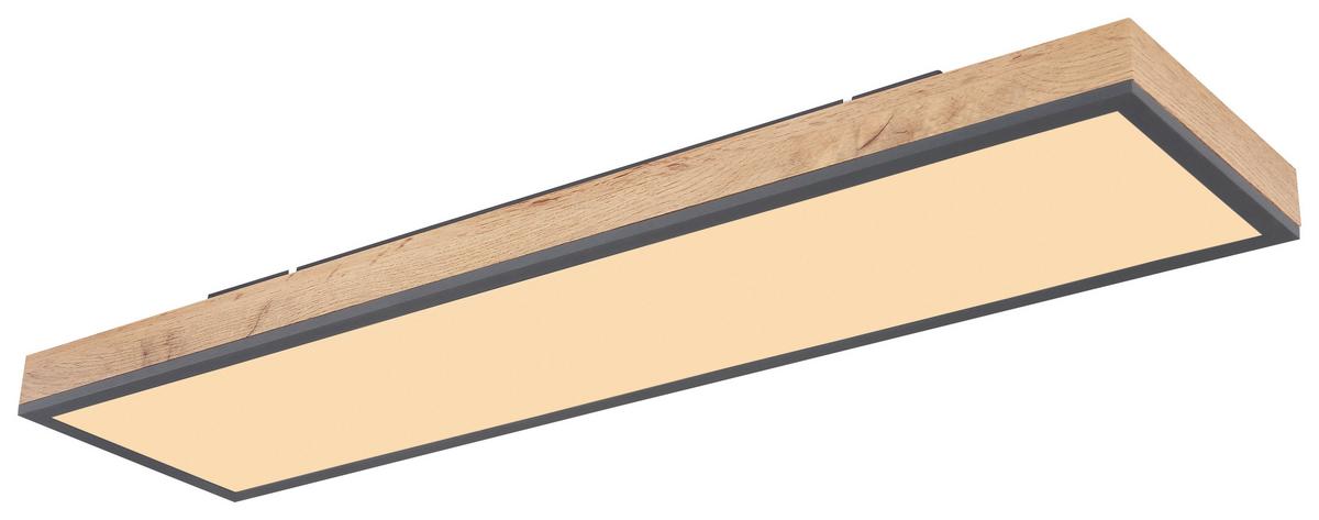 Led-deckenleuchte Doro L: 80 Cm Mit Fernbedienung - Opal/Graphitfarben, Basics, Kunststoff/Metall (80/20cm) - Globo
