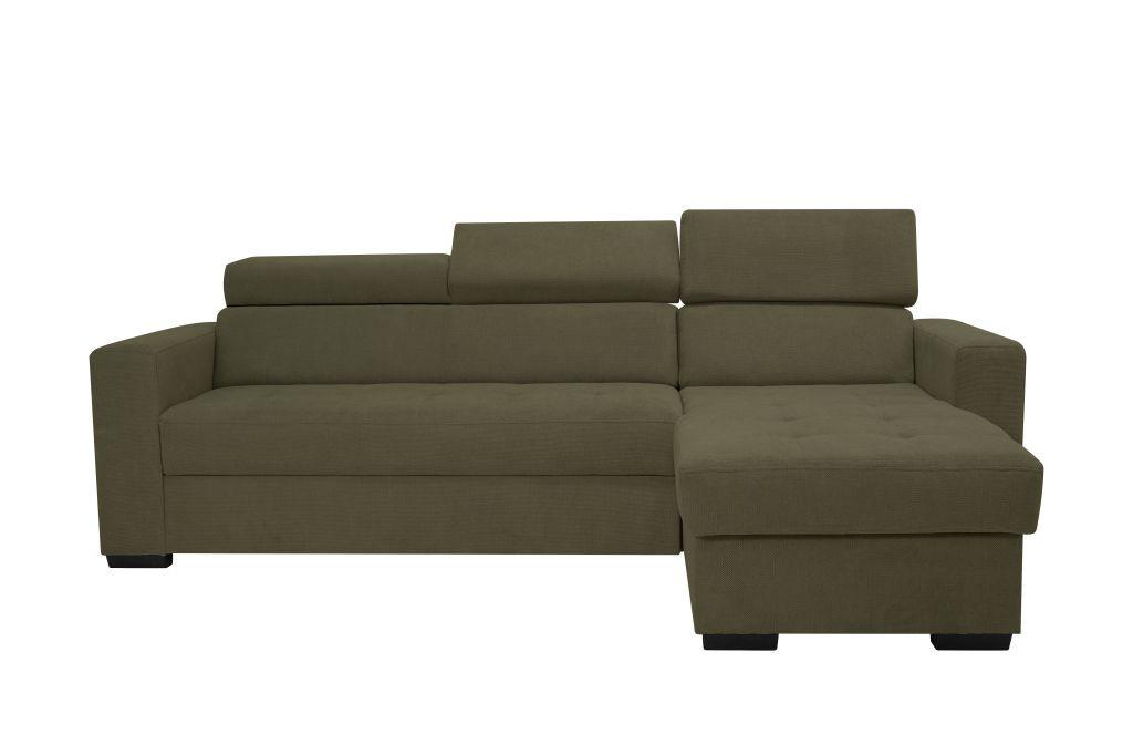 Rohová sedačka MARCO, obojstranná, oliv.zelený velúr - olivovozelená/čierna, Konventionell, kov/drevo (238/78-94/170cm)