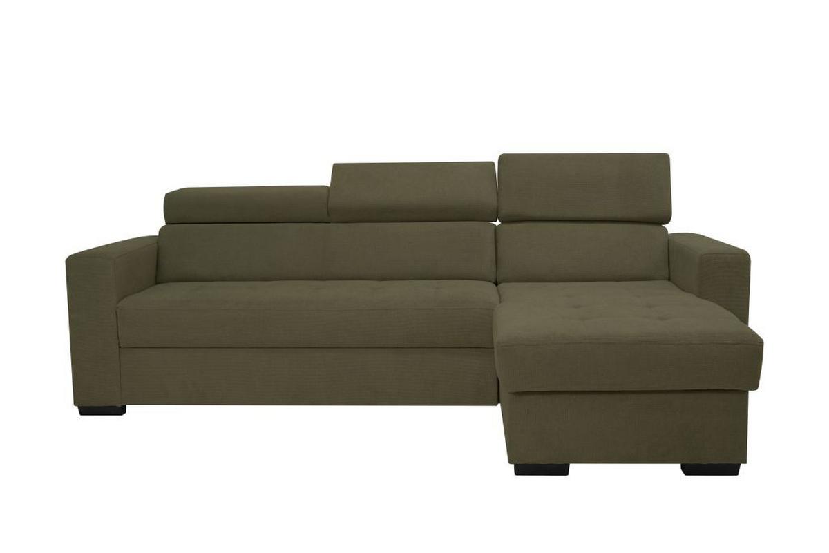 Rohová sedačka MARCO, obojstranná, oliv.zelený velúr - olivovozelená/čierna, Konventionell, kov/drevo (238/78-94/170cm)