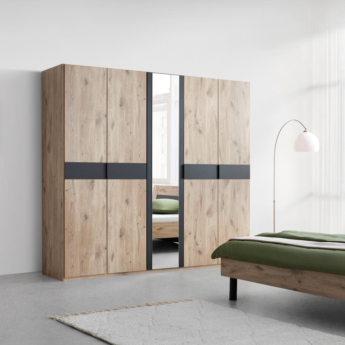 Skriňa s otočnými dverami BERGAMO, š. 225 cm - čierna/grafitová, Konventionell, kov/kompozitné drevo (225/208/58cm) - Based