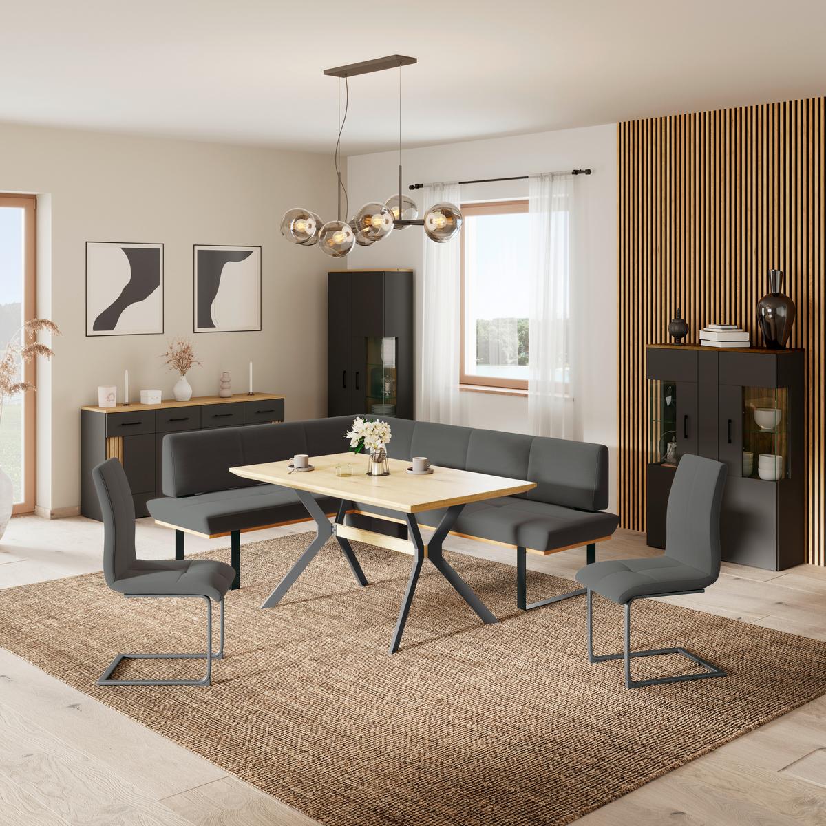 Eckbank Tristan Webstoff anthrazit,S:175x225cm - Anthrazit/Schwarz, MODERN, Holz/Textil (175/225cm) - James Wood