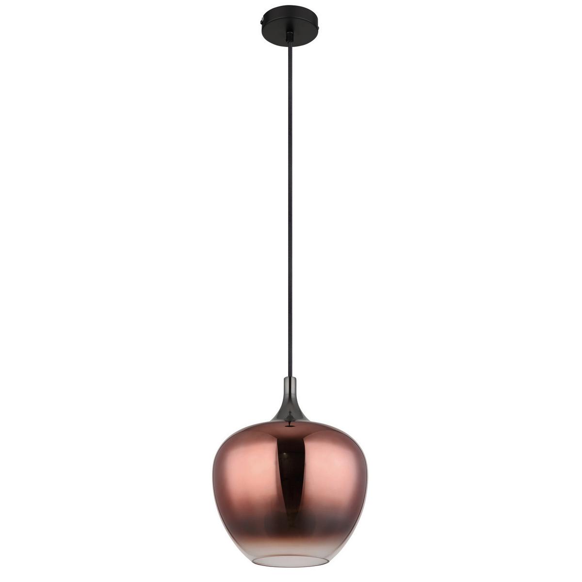 Hängeleuchte 15548hg - Schwarz/Kupferfarben, Design, Glas/Metall (24/120cm) - Globo
