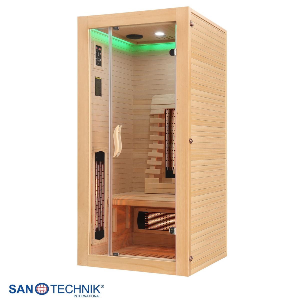 Infrarotkabine ergonomische Rückenlehnen - Naturfarben, Basics, Glas/Holz (90/190/90cm) - Sanotechnik