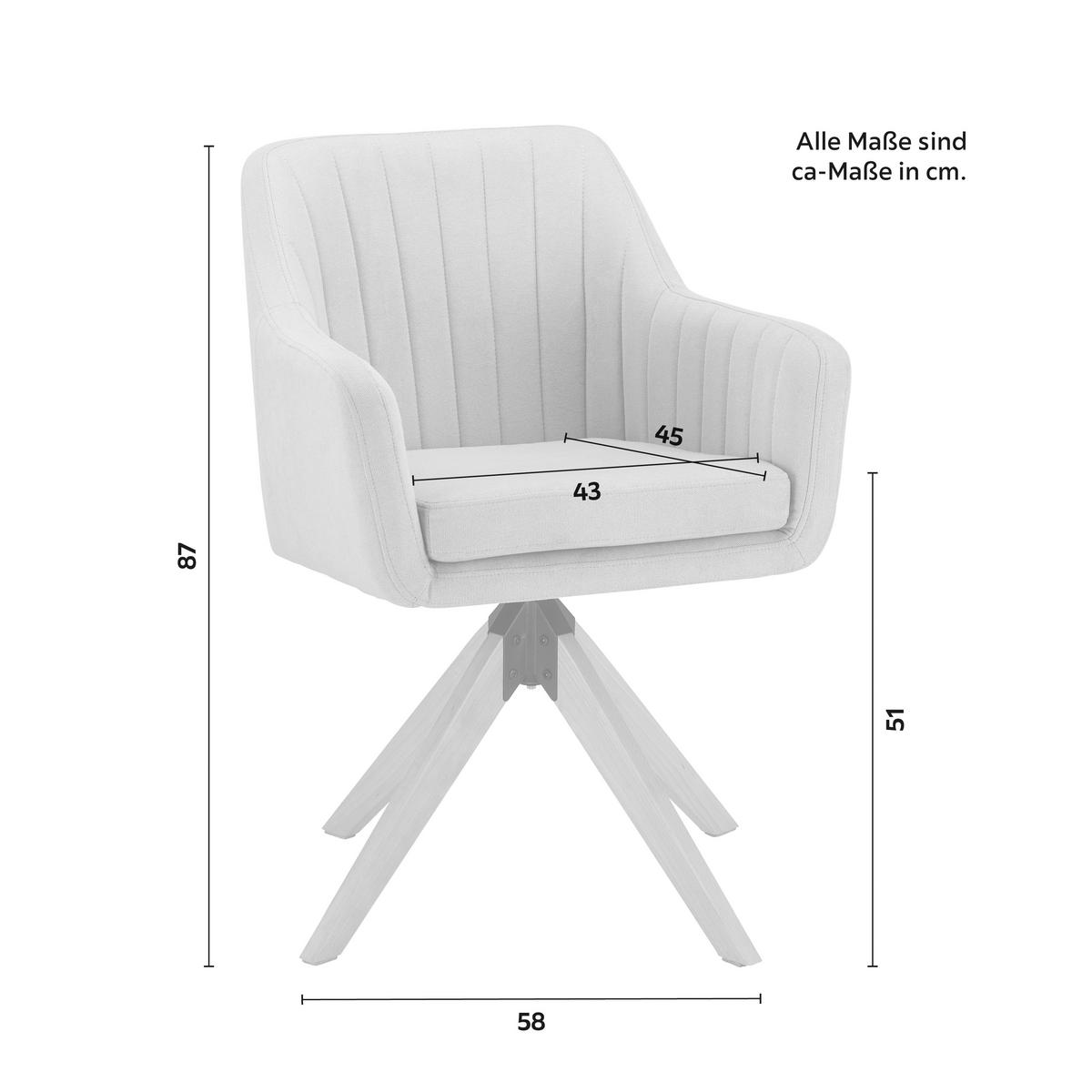 Sametová židleLucita, otočná, nohy dřevo - šedá/přírodní barvy, Moderní, kov/dřevo (59/88/60cm) - Bessagi Home