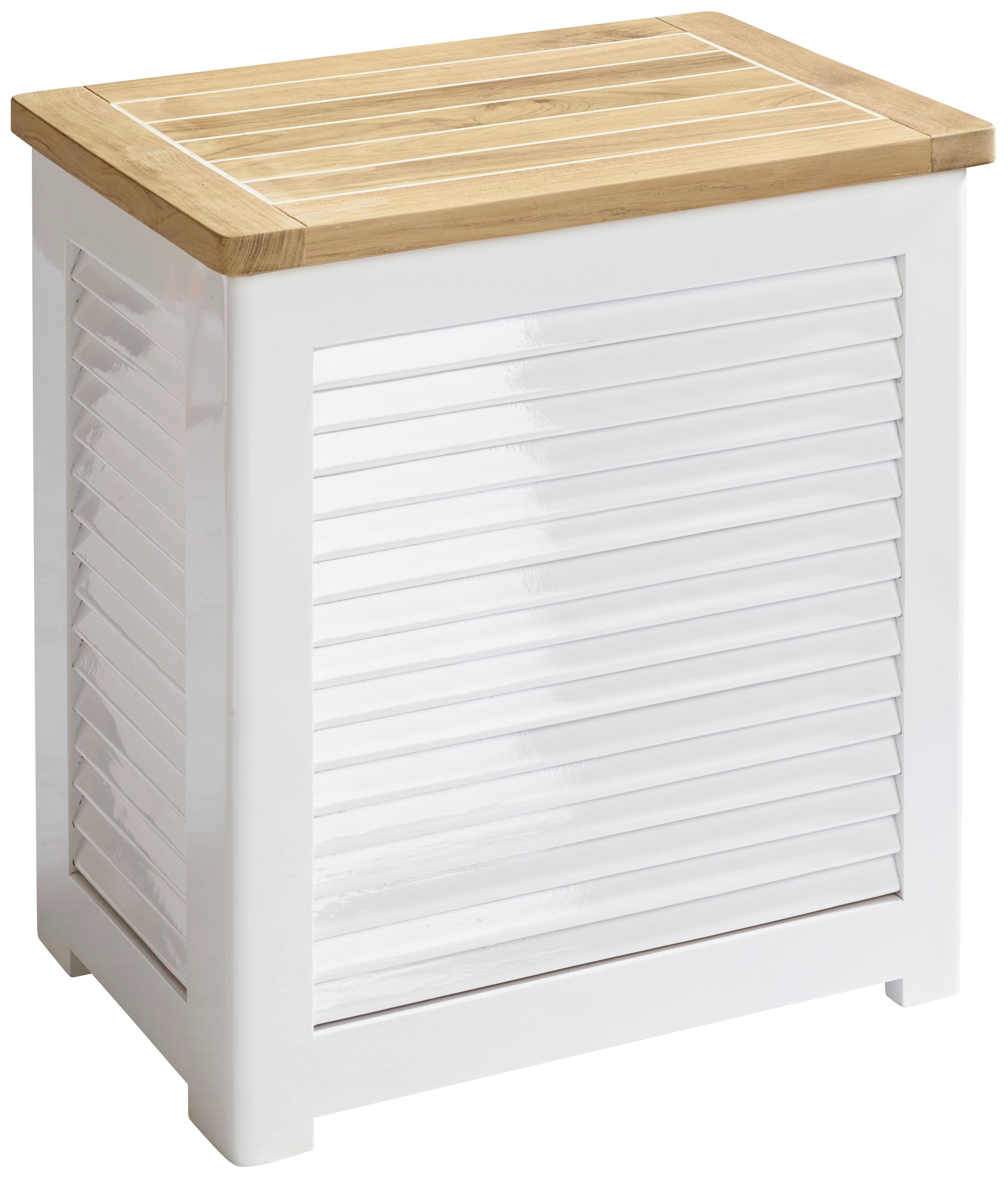 Truhe Classic 5066212 - Weiß/Teakfarben, ROMANTIK / LANDHAUS, Holz (52/55/36cm) - MID.YOU