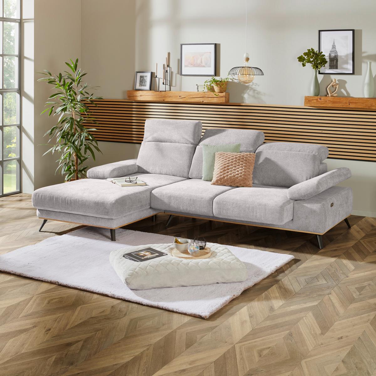 Ecksofa Royce verstellbar Taupe 194x283 cm - Taupe/Schwarz, MODERN, Textil (194/283cm)