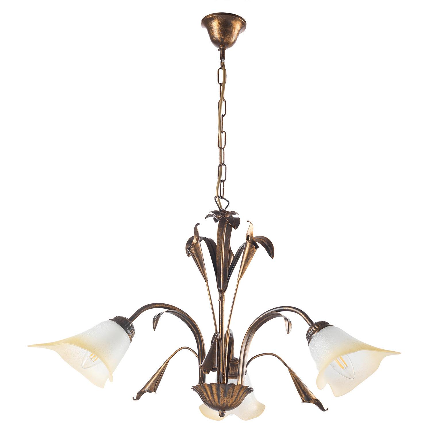 KRONLEUCHTER 4722/3B - Bronzefarben, Natur, Glas/Metall (60/100/100cm)