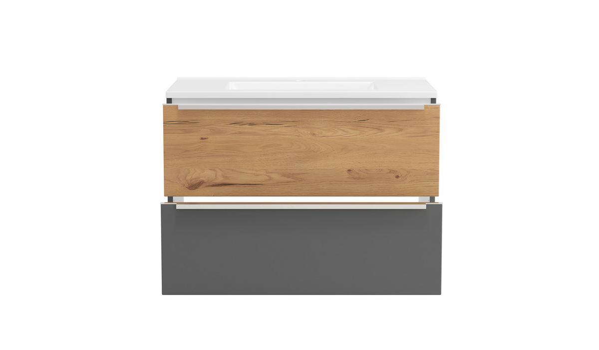 WASCHTISCHKOMBI Verona Grau/Wildeiche B: 80cm - Wildeiche/Weiß, Trend, Holzwerkstoff/Stein (80/54/47cm) - Held