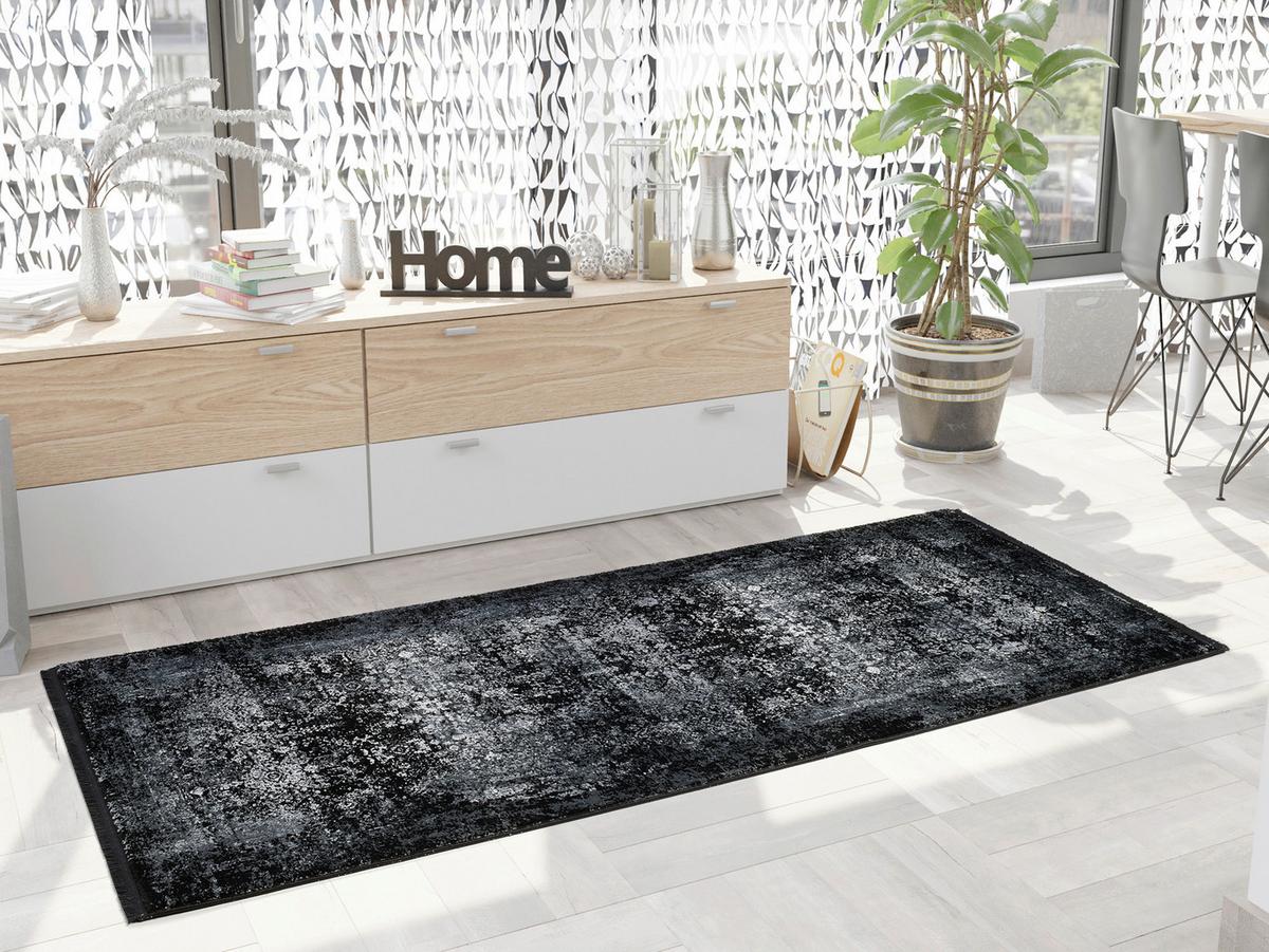 Teppich Läufer Grau/schwarz Calais 80x250 Cm - Schwarz/Grau, Design, Textil (80/250cm) - Dieter Knoll