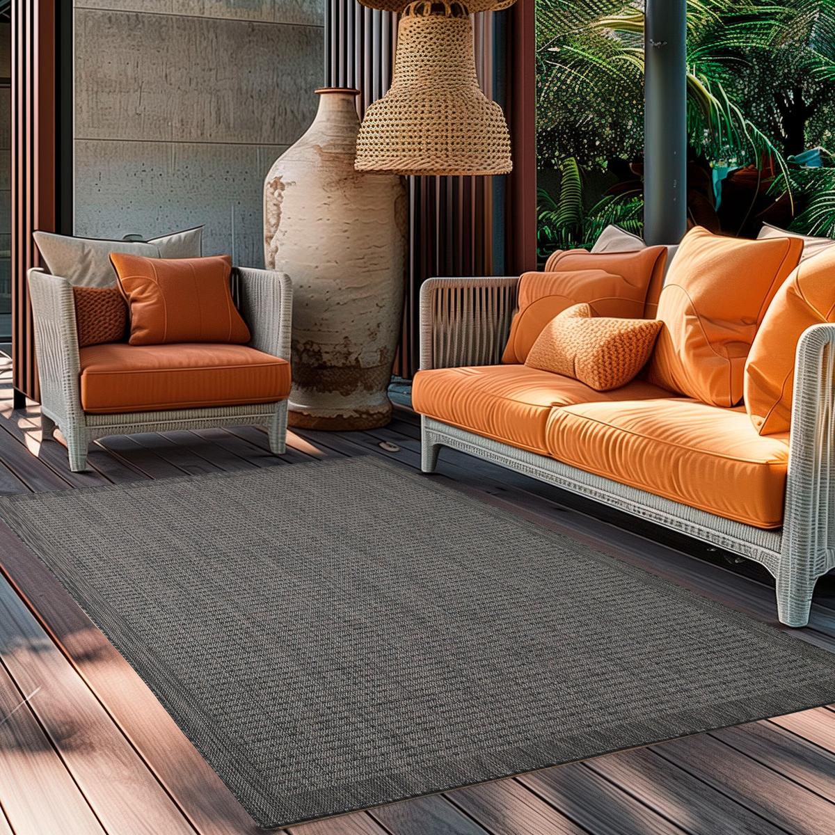 Outdoorteppich Giza 200 X 290 1410 Black - Schwarz, Basics, Textil (200/290cm) - Novel