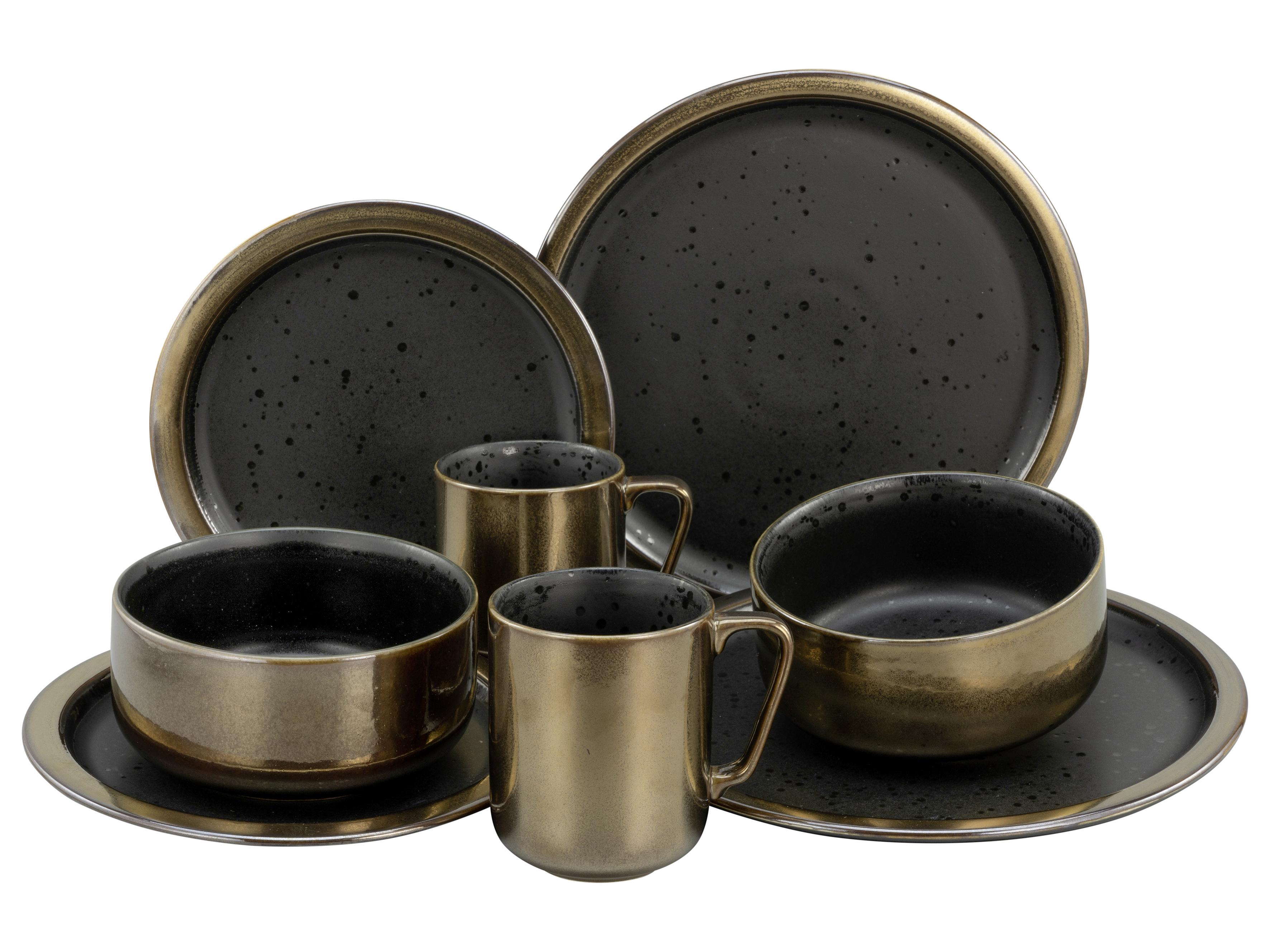 Kombiservice Schwarz/Goldfarben 8-teilig