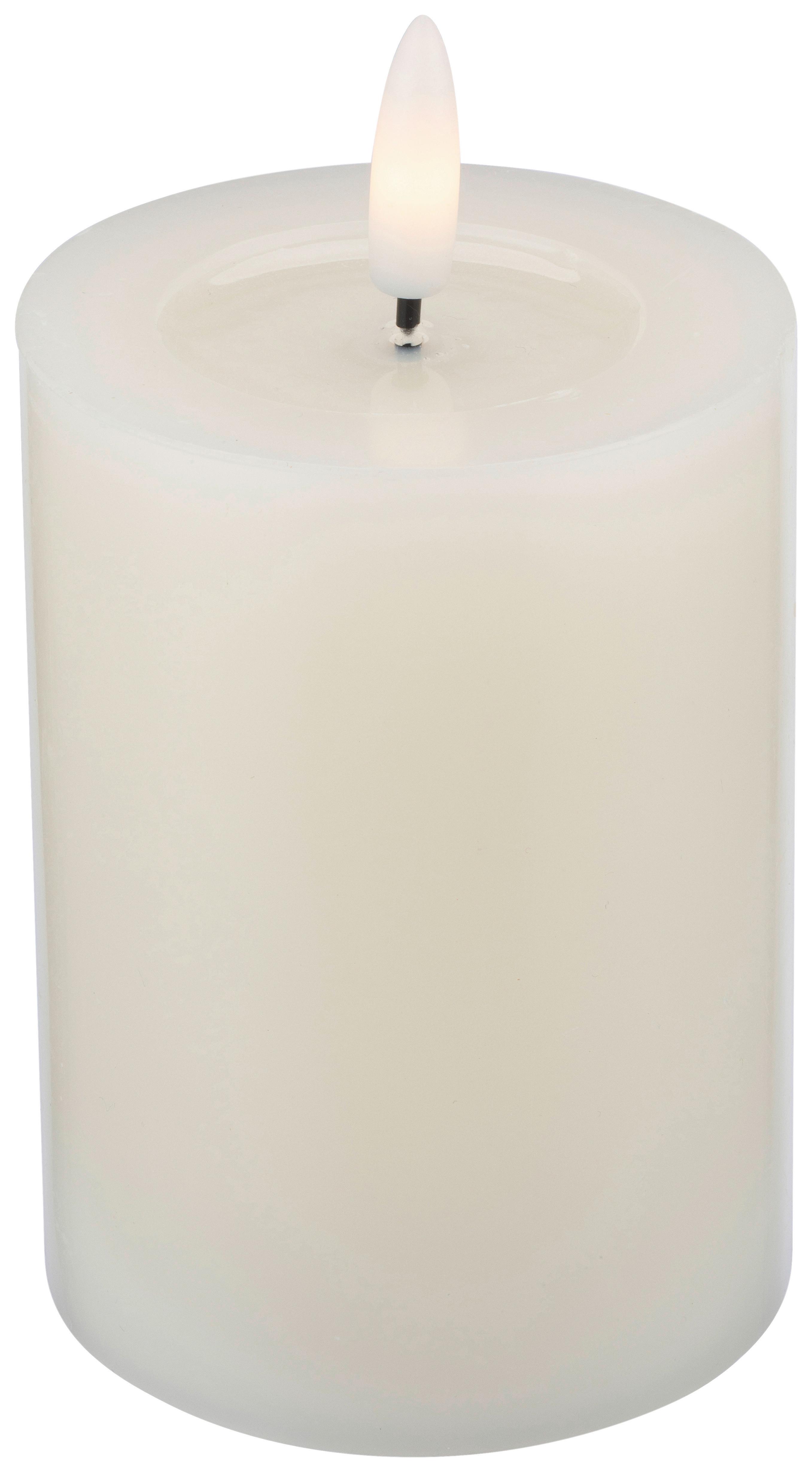 Led-kerze Mara Weiß Mit Timer, Ø/h: 7,5/12,8 Cm - Weiß, Basics, Naturmaterialien/Kunststoff (7,5/12,8cm) - James Wood