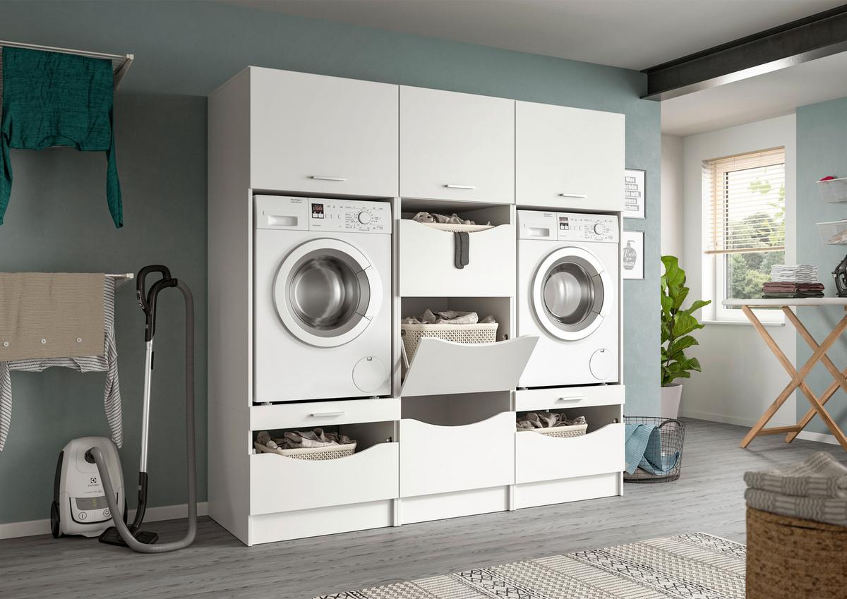 Prádelna Free bílá - bílá, Basics, kompozitní dřevo (193/195/68cm) - MID.YOU