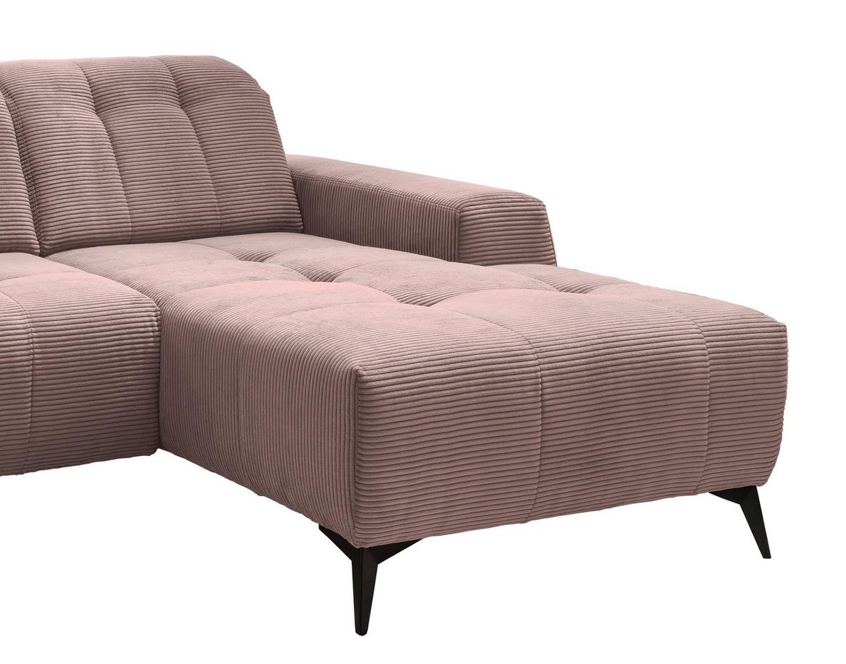 Ecksofa mit USB Anschluss Sano, Rosa, S: 258x180 cm - Schwarz/Rosa, MODERN, Textil (258/180cm) - Livetastic