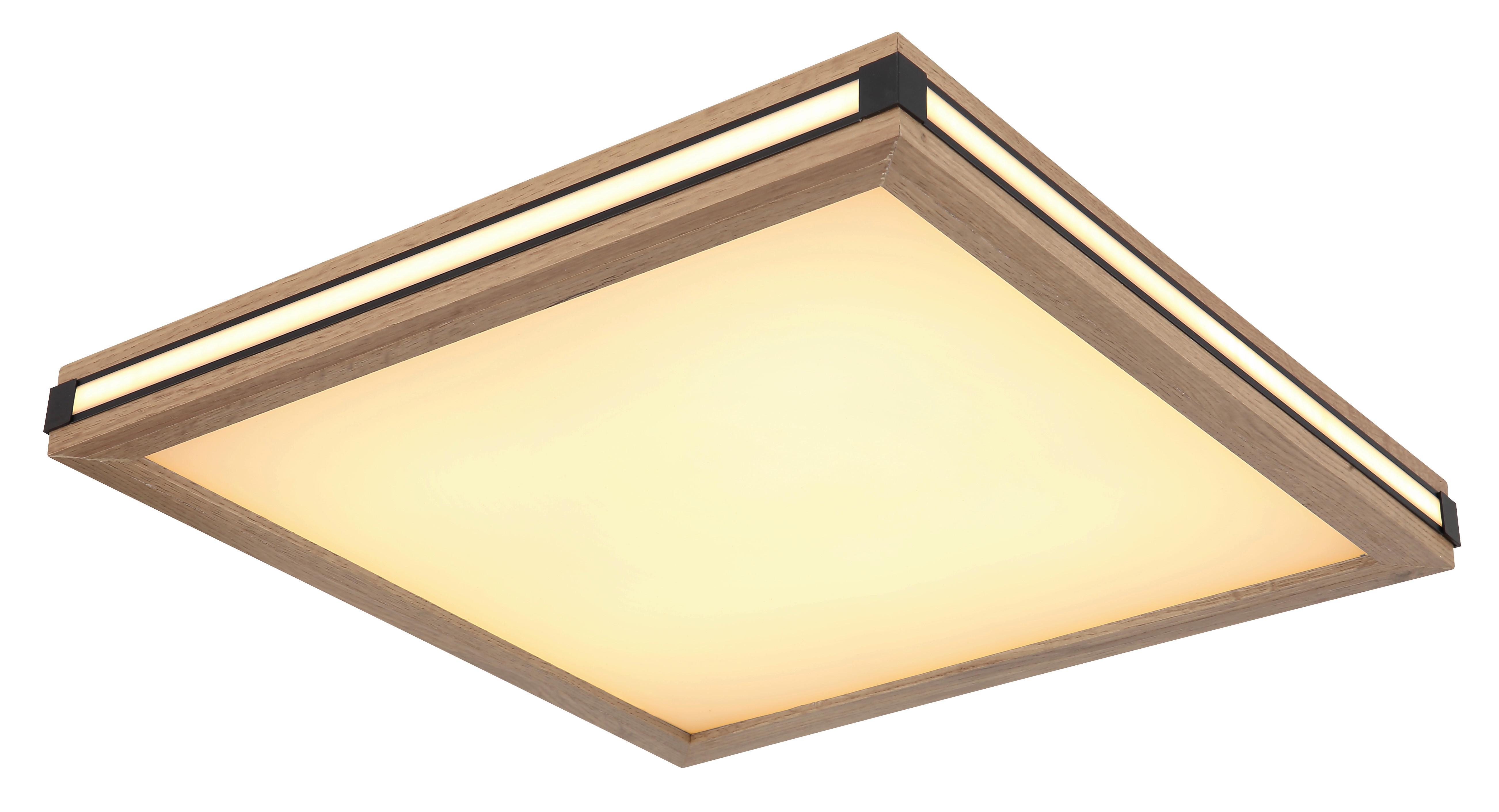 LED-Deckenleuchte 41589d2 - Dunkelbraun/Opal, Natur, Holzwerkstoff/Kunststoff (45/45/7,5cm) - Globo