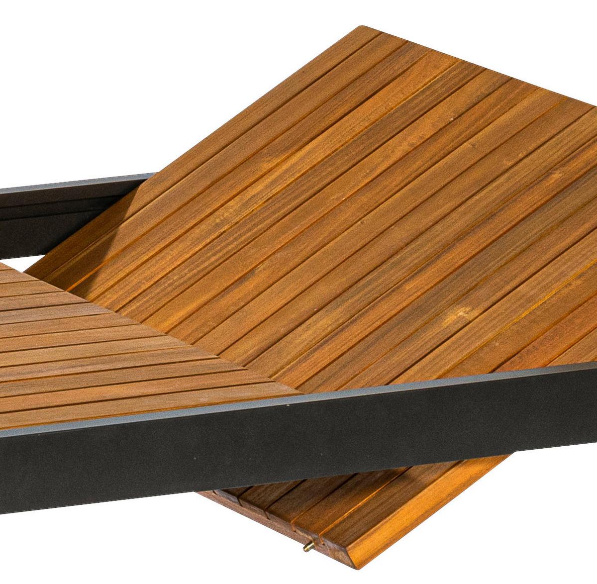 Gartentisch ausziehbar Tilos Echtholz L: 150cm - Schwarz/Akaziefarben, KONVENTIONELL, Holz/Metall (150-200/90	90/75cm) - Gardenson