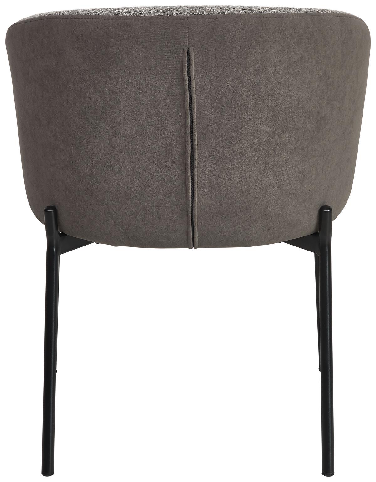 Armlehnstuhl Cara Samt Grau B: 56 cm - Schwarz/Grau, MODERN, Textil/Metall (56/76,5/57,5cm) - MID.YOU