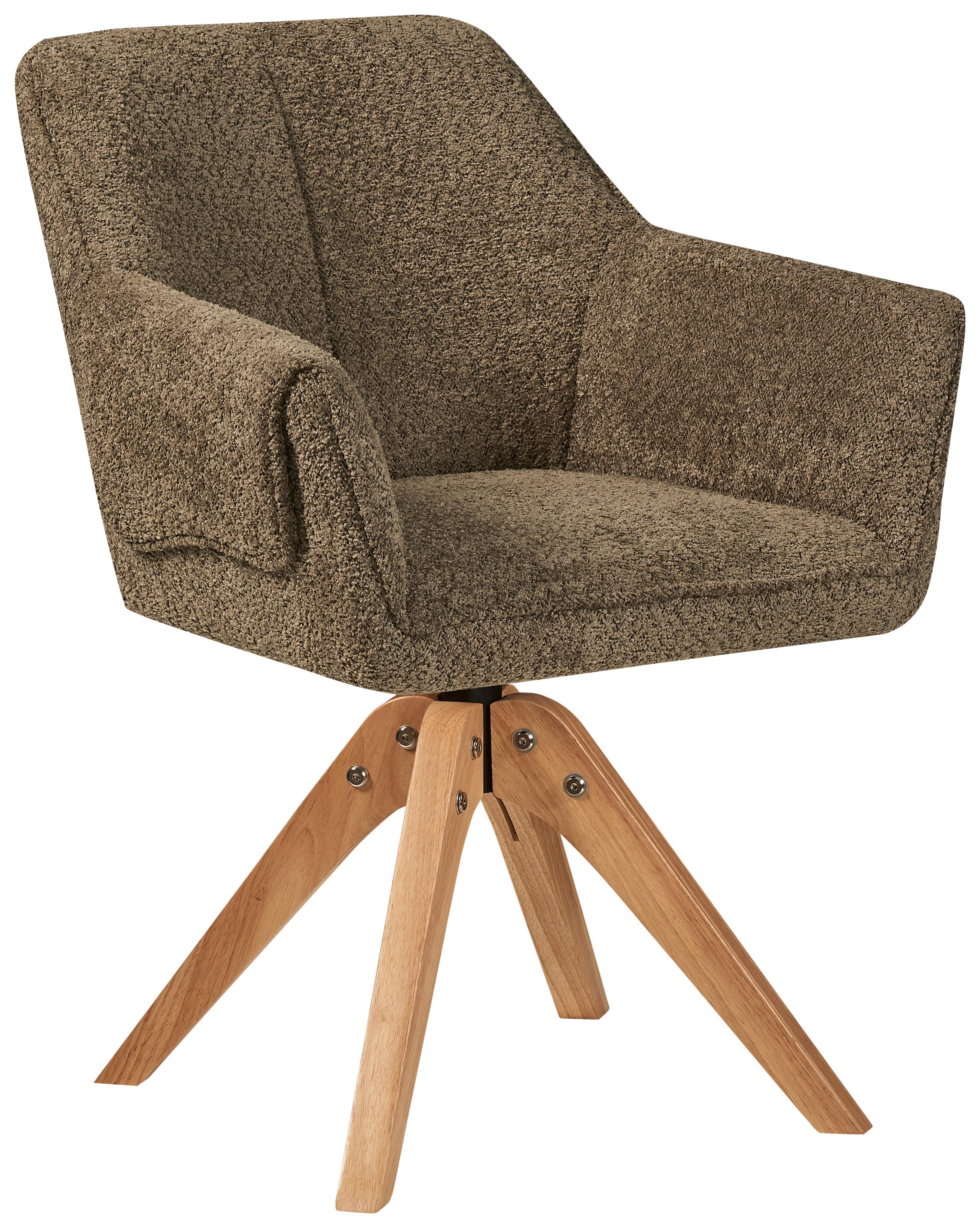 Židle s podrúčkami hnědá - hnědá, Moderní, dřevo/textil (60/86,5/63,5cm) - MID.YOU