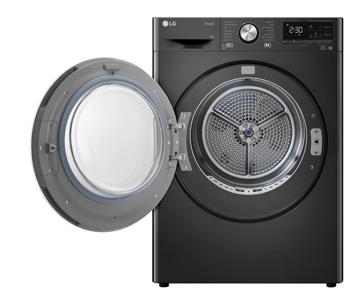 Wärmepumpentrockner Lg Rt80v9b - Chromfarben/Schwarz, Basics, Glas/Kunststoff (60/85/66cm) - LG