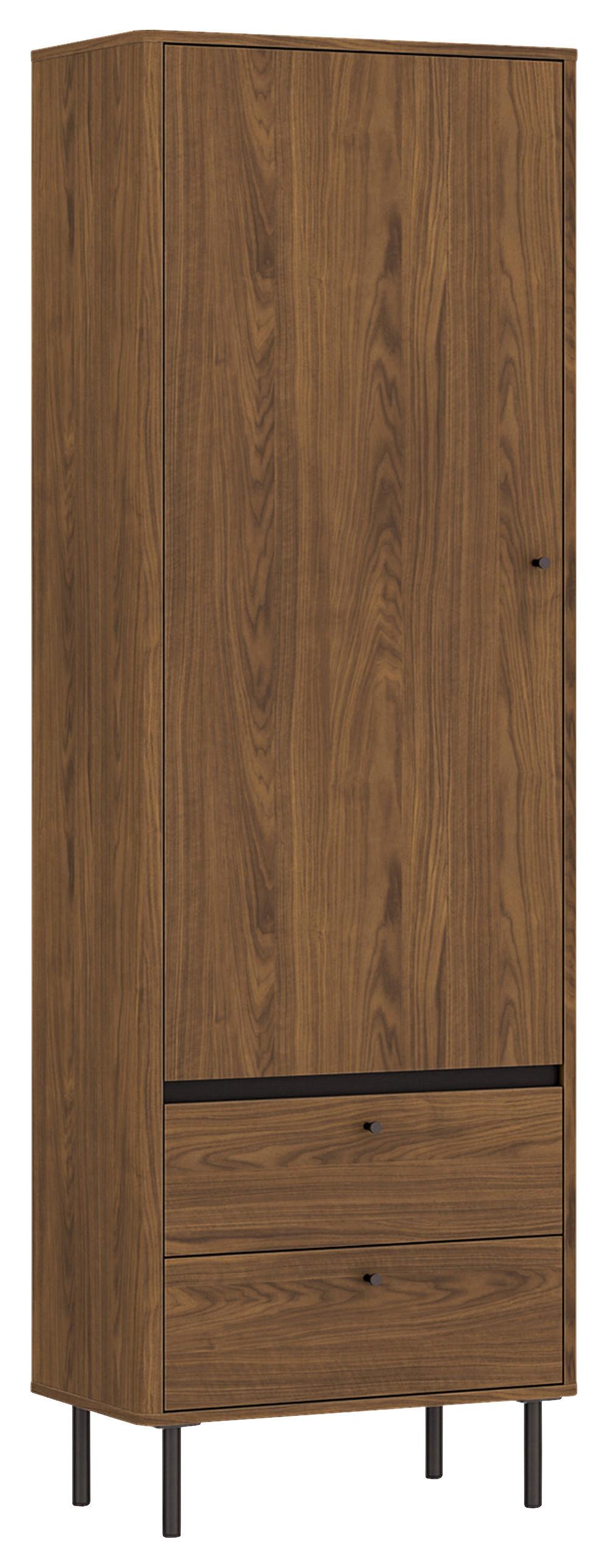 Hochschrank Revillo Schwarz/Nussbaumfarben B:63cm - Nussbaumfarben/Schwarz, Basics, Holzwerkstoff (63/195/40cm)